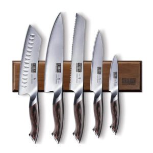 Set de Cuchillos AUS-10 | 5 Cuchillos + Base magnética pared