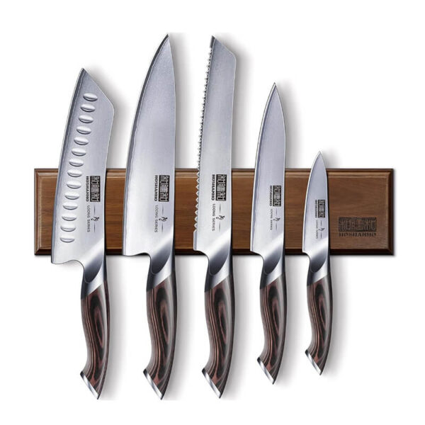 Set de Cuchillos AUS-10 | 5 Cuchillos + Base magnética pared