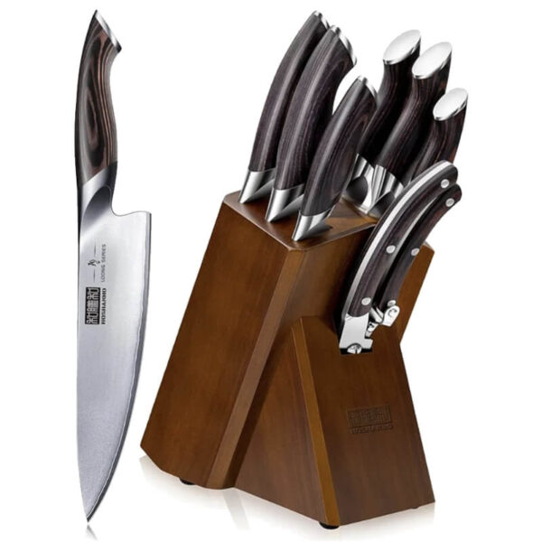 Set de Cuchillos AUS-10 | 6 Cuchillos + Tijeras + Base